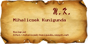 Mihalicsek Kunigunda névjegykártya